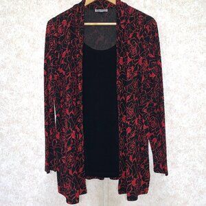 JM Collection Woman Red Black Floral One Piece Size OX‎